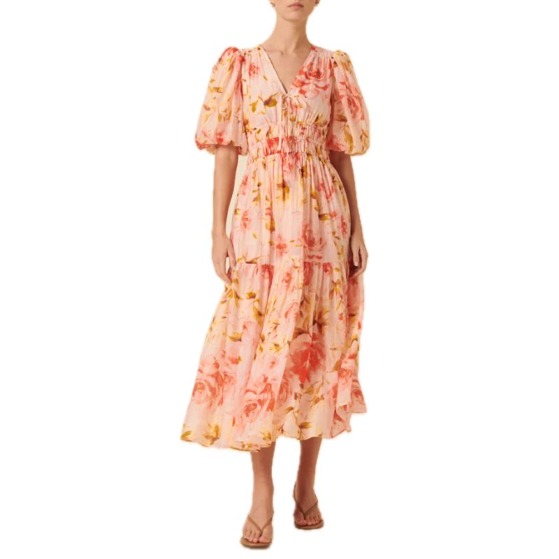 Nobody's Child , Pink Floral Brea Midi Dress