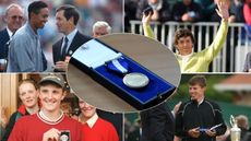 Four big names who won the silver medal and a close up of the medal