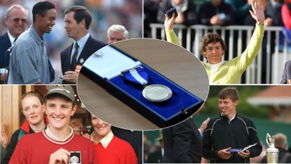 Four big names who won the silver medal and a close up of the medal