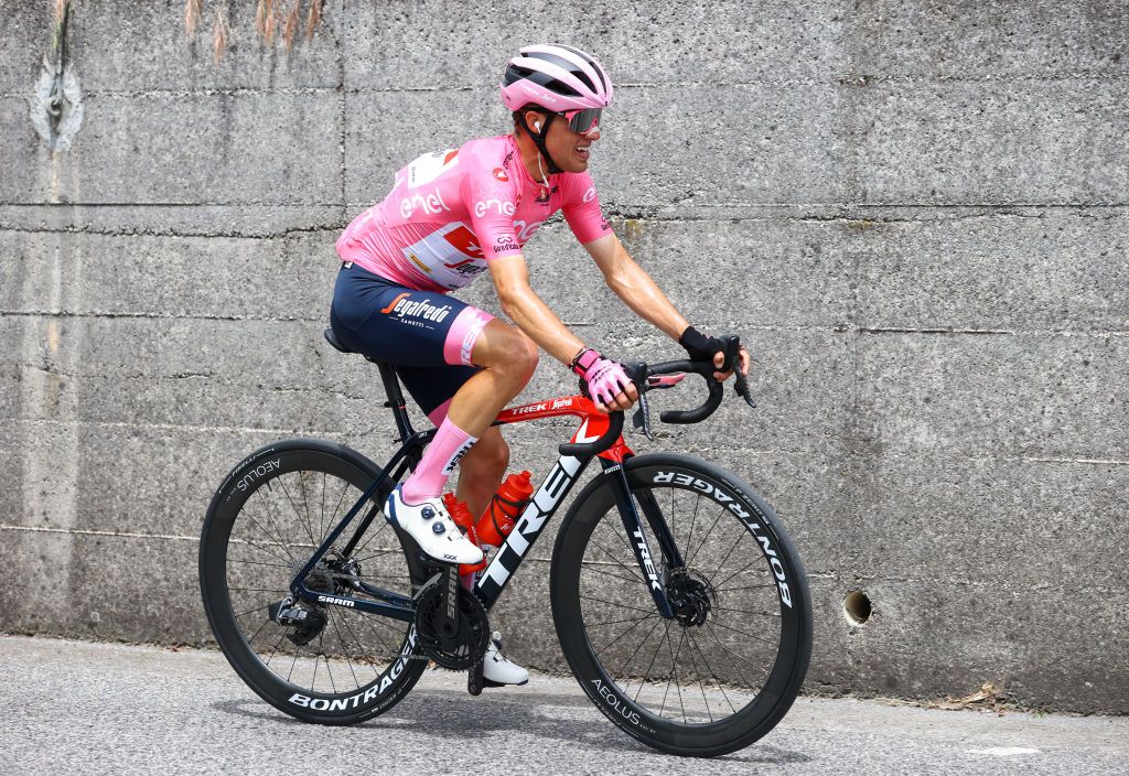 POTENZA ITALY MAY 13 Juan Pedro Lpez of Spain and Team Trek Segafredo Pink Leader Jersey cmduring the 105th Giro dItalia 2022 Stage 7 a 196km stage from Diamante to Potenza 717m Giro WorldTour on May 13 2022 in Potenza Italy Photo by Michael SteeleGetty Images