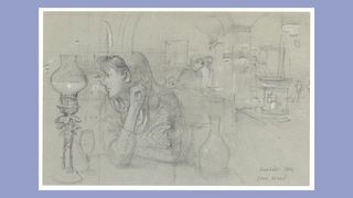 “Annabel's - Susie drinking champagne”, John Stanton Ward, drawing, 1985