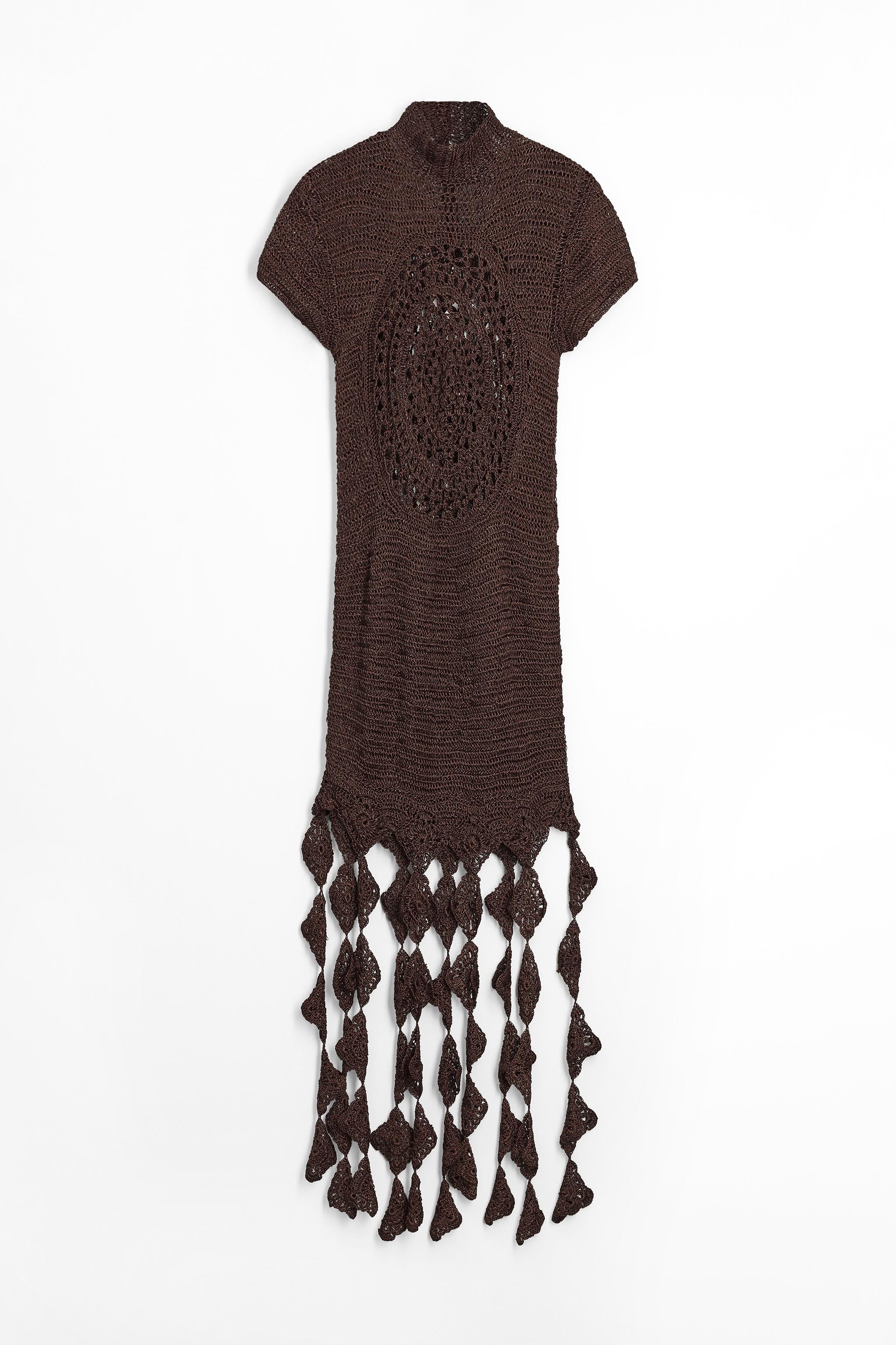 Argyle Fringed Crochet Dress