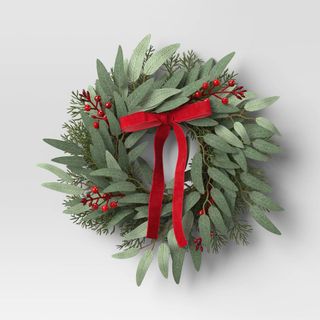 Eucalyptus and red berry Christmas wreath from Target.
