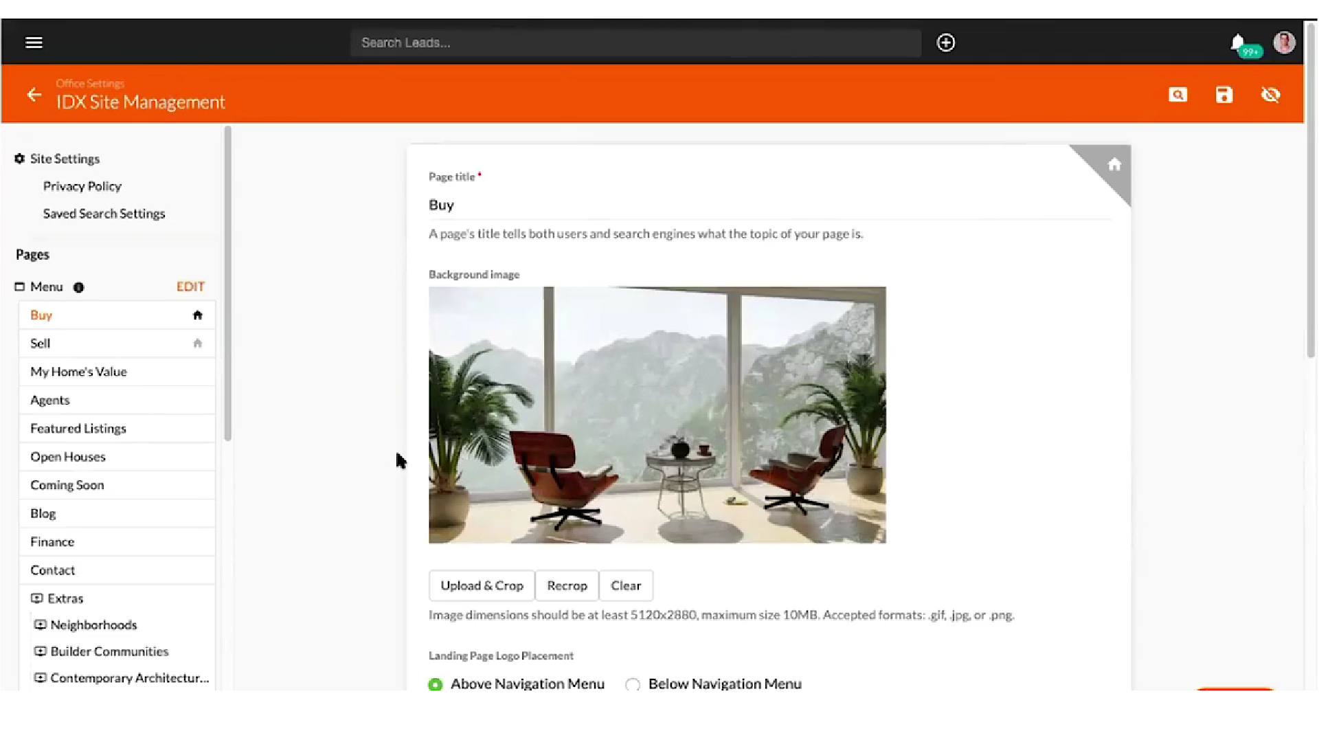 Screenshot of Firepoint’s IDX site builder