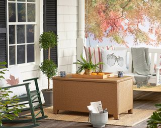 Wayfair front porch ideas with storage table