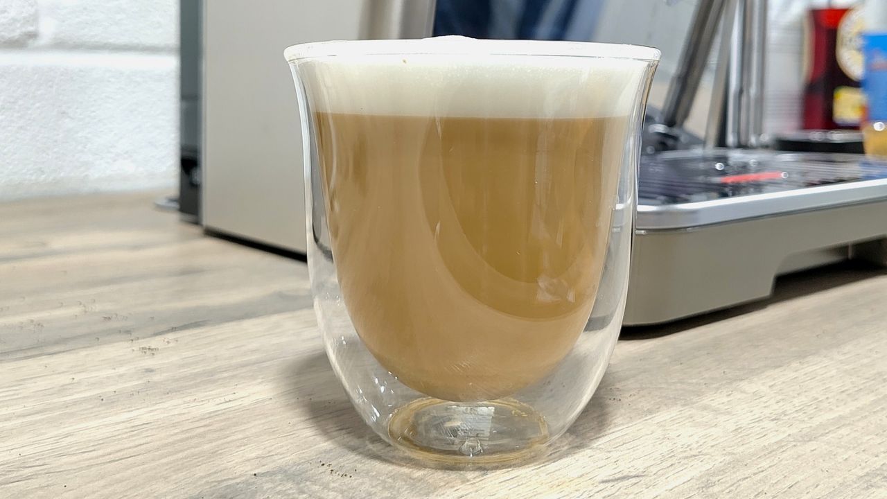 Latte prepared using De'Longhi La Specialista Touch coffee machine