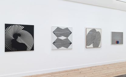 Installation view of ‘Franco Grignani: Art as Design 1950-1990’ at Estorick Collection 