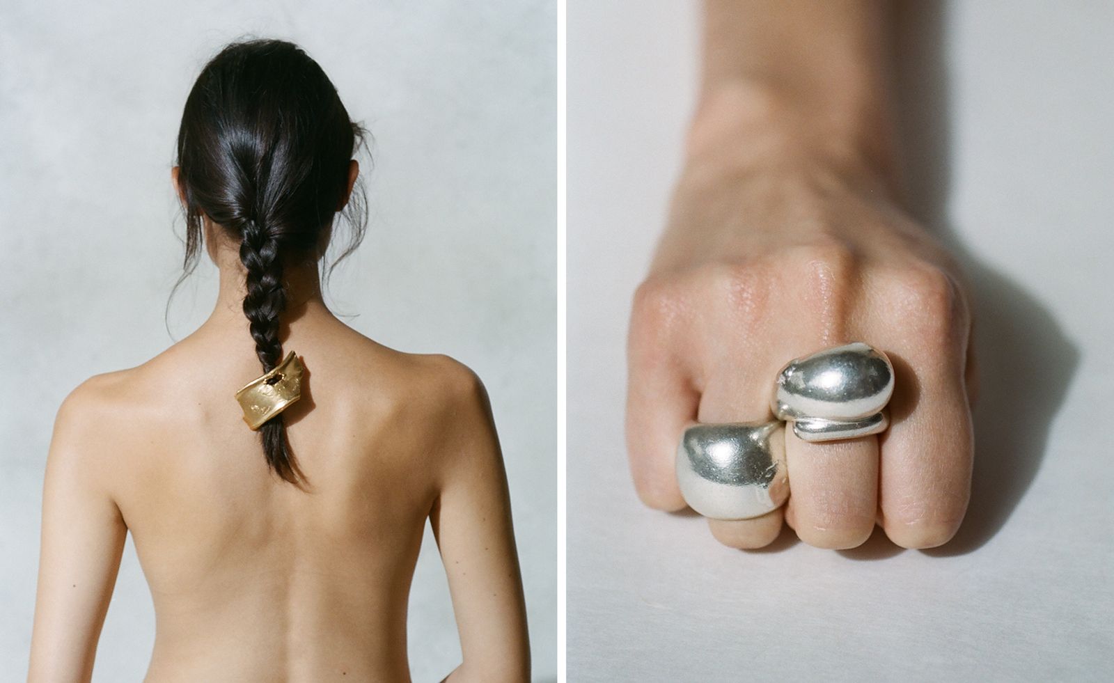 Woman wears hair jewel and rings