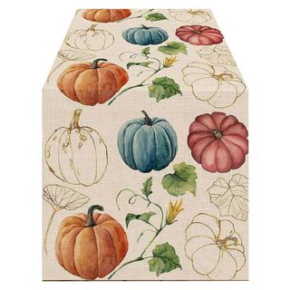 Table runner with pumpkins