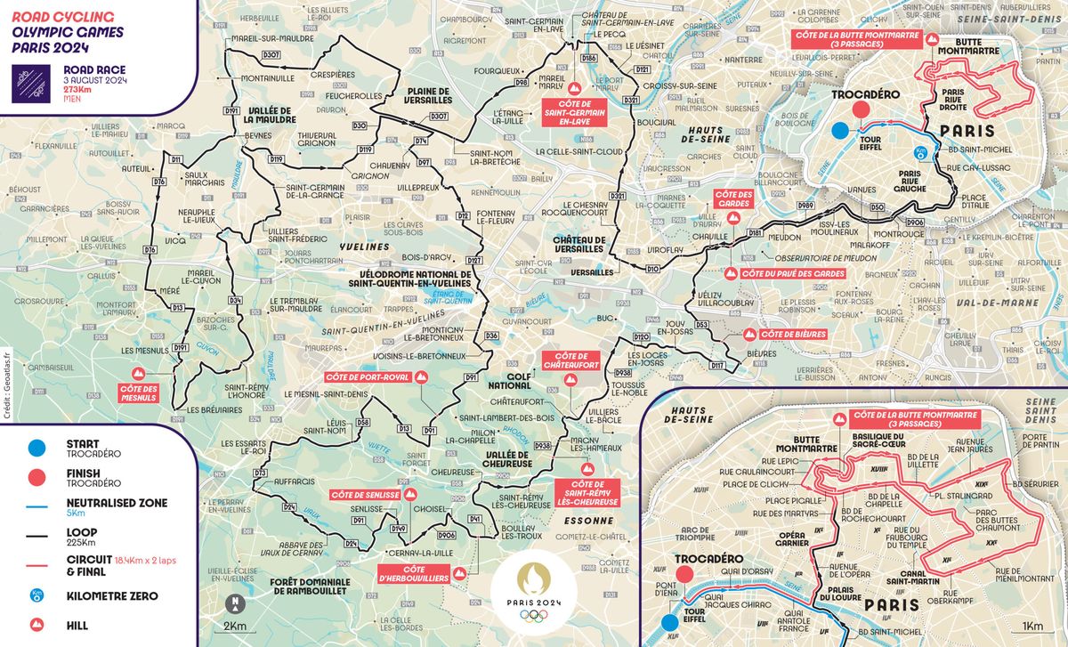 Routes for the Paris 2024 Olympic Games road events