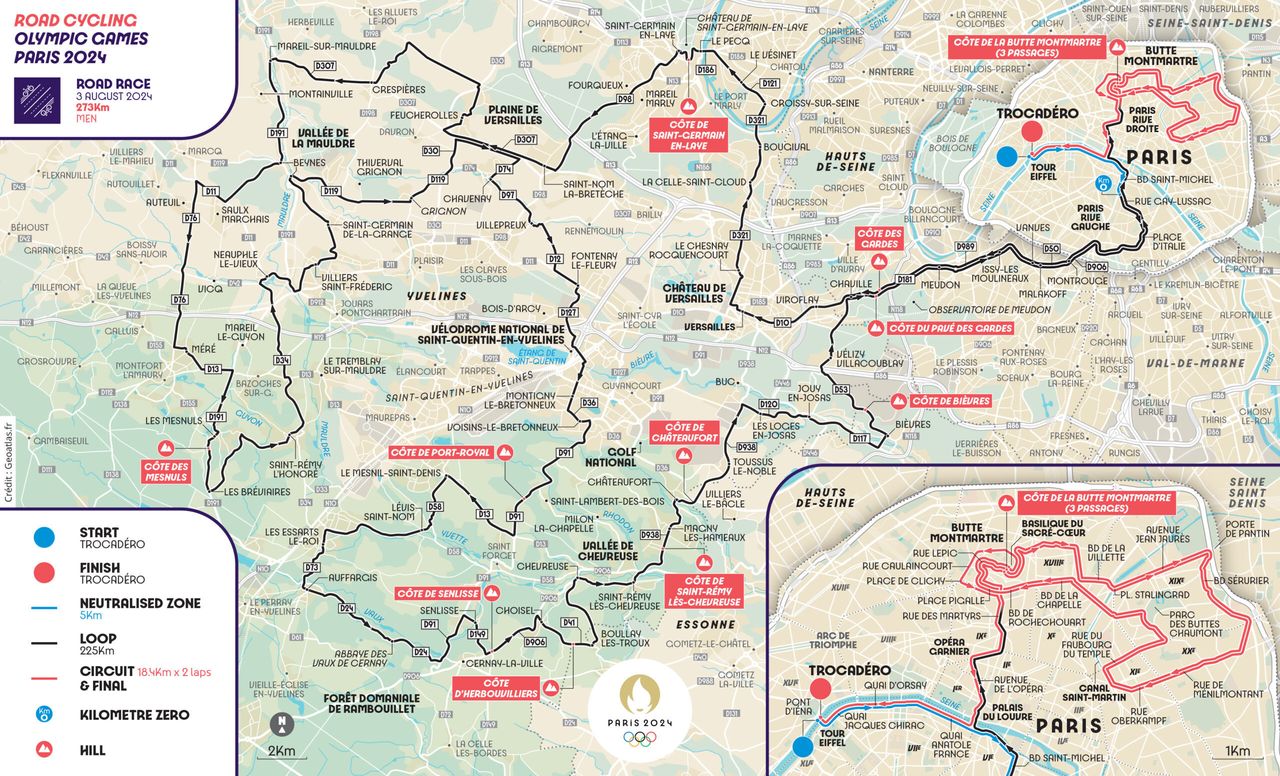 Routes for the Paris 2024 Olympic Games road events