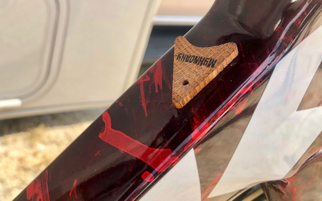 Degenkolb had a piece of mahogony glued to his down tube