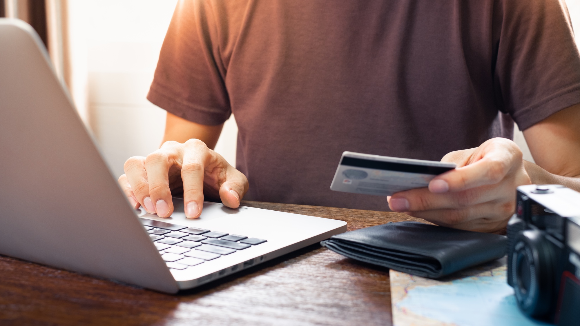 A man buying something online with a credit card