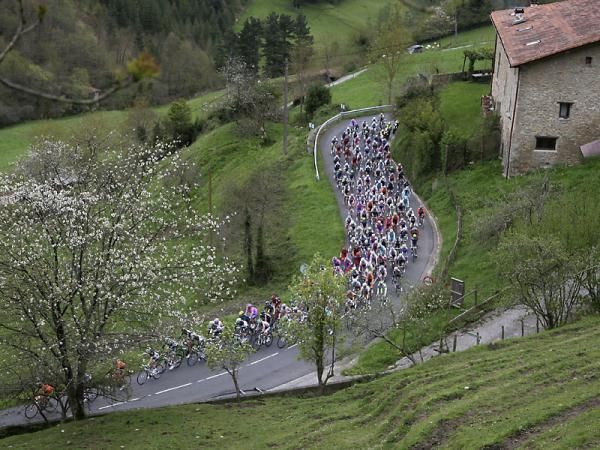 The Vuelta Ciclista al Pais Vasco in action during stage one.
