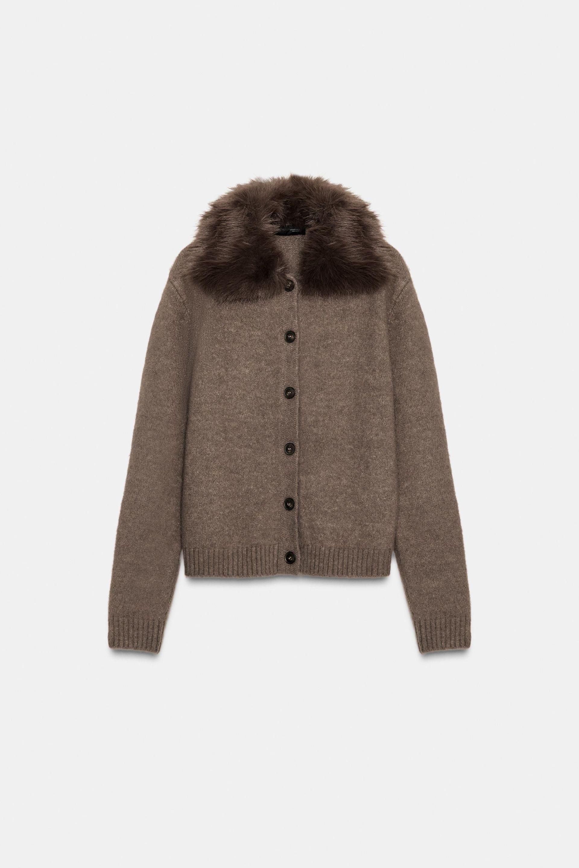 Cardigan With Faux Fur Lapel