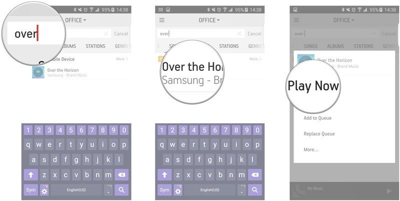 Type your query, tap the item you'd like to play, choose when to play it