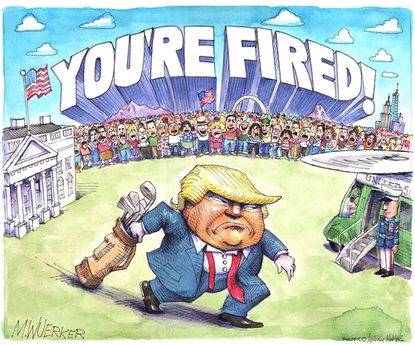 Political Cartoon U.S. Trump fired