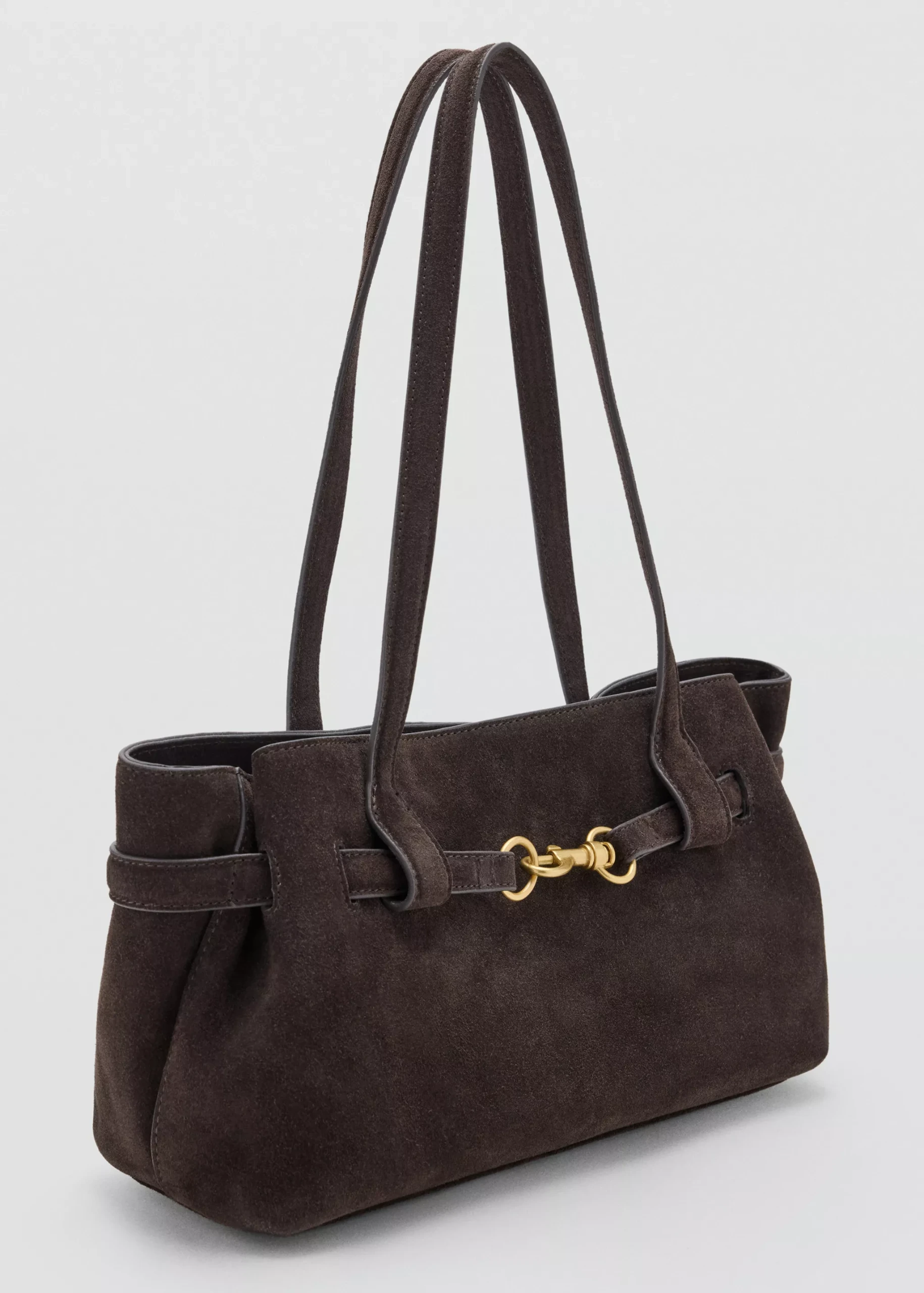Suede Shoulder Bag With Carabiner Clasp - Women | Mango United Kingdom