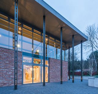 External view of the glass walled gallery