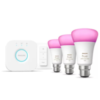 Philips Hue starter kit (3 x B22 smart bulbs, dimmer switch + Bridge)