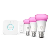 Philips Hue starter kit (3 x B22 smart bulbs, dimmer switch + Bridge)