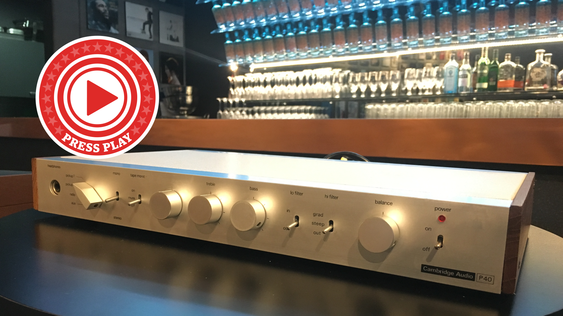 Cambridge Audio amp with Press Play logo