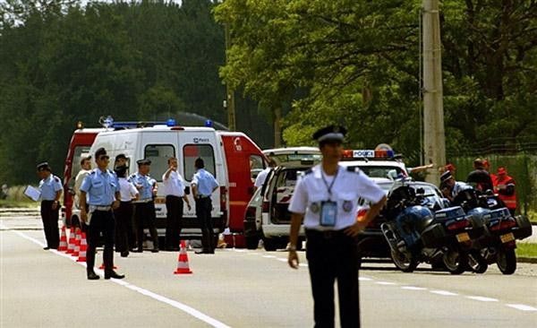 Gendarmes respond to an accident