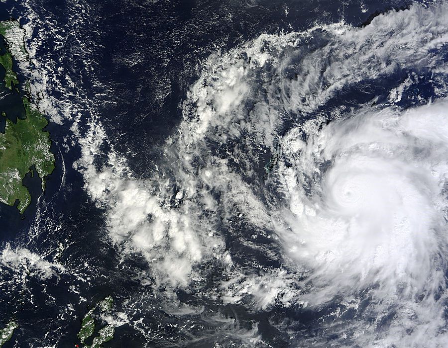 The MODIS instrument on NASA&#039;s Terra satellite captured this visible image of Super Typhoon Bopha approaching the Philippines on Dec. 2, 2012 at 0145 UTC (Dec. 1 at 7:45 p.m. EST).