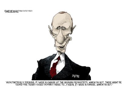 Editorial cartoon world Putin ceasefire