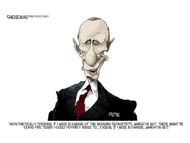 Editorial cartoon world Putin ceasefire