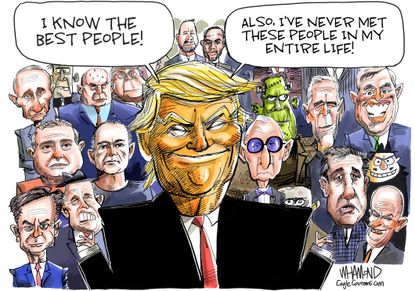 Political Cartoon U.S. Trump Rudy Giuliani Vladimir Putin Roger Stone Lev Parnas best people spin distancing