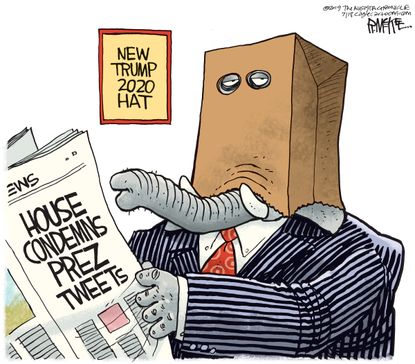 Political Cartoon U.S. Trump 2020 Hat Paper Bag GOP Racism