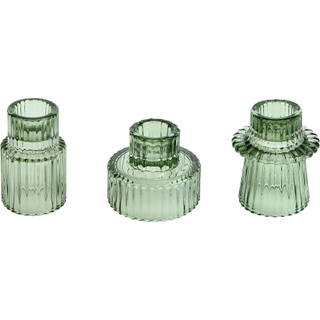 glass green candle holders