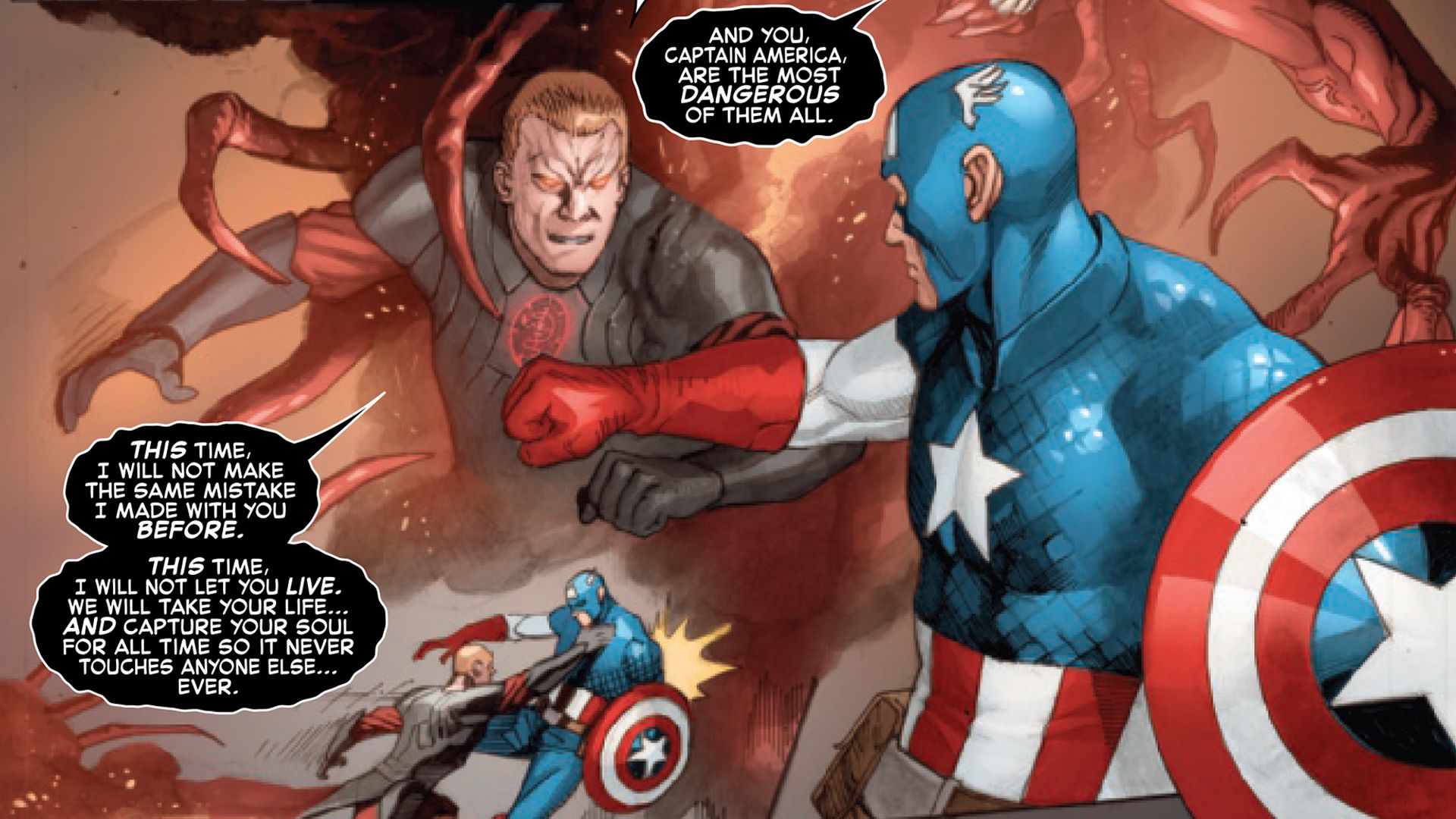 Steve Rogers faces the demonic power of The Emissary in