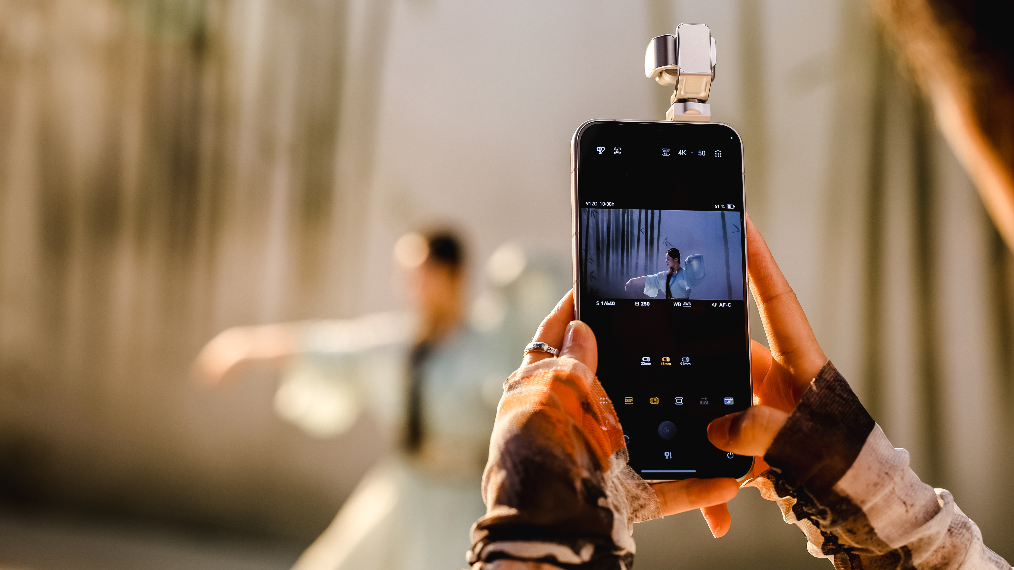 The Honor Robot Phone being used to record a video of a dancer