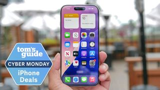 iPhone 16 Pro with Cyber Monday deal badge