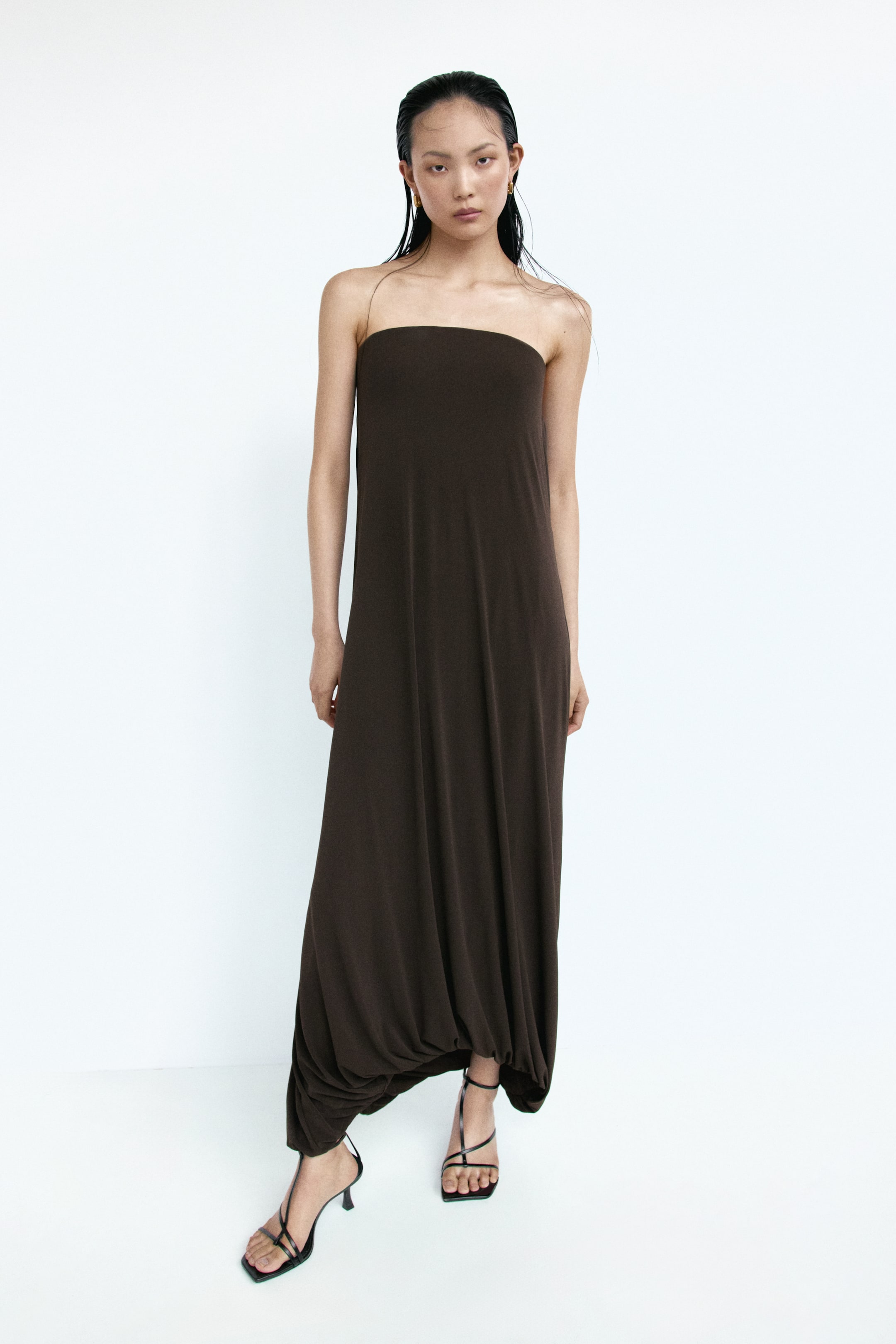Cowl-Back Bandeau Dress