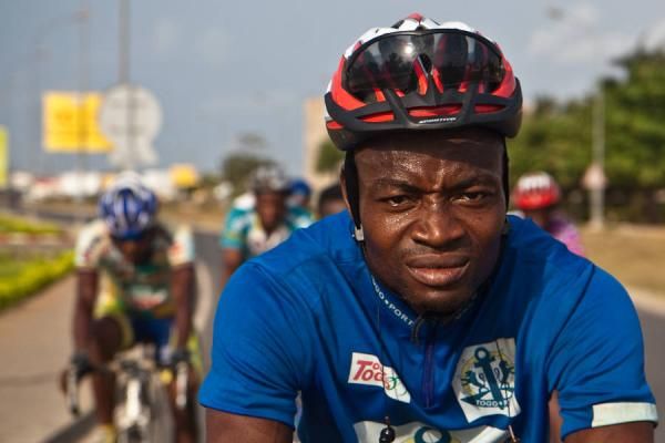 Robert Kponha sports his combativity jersey from the Tour du Togo.