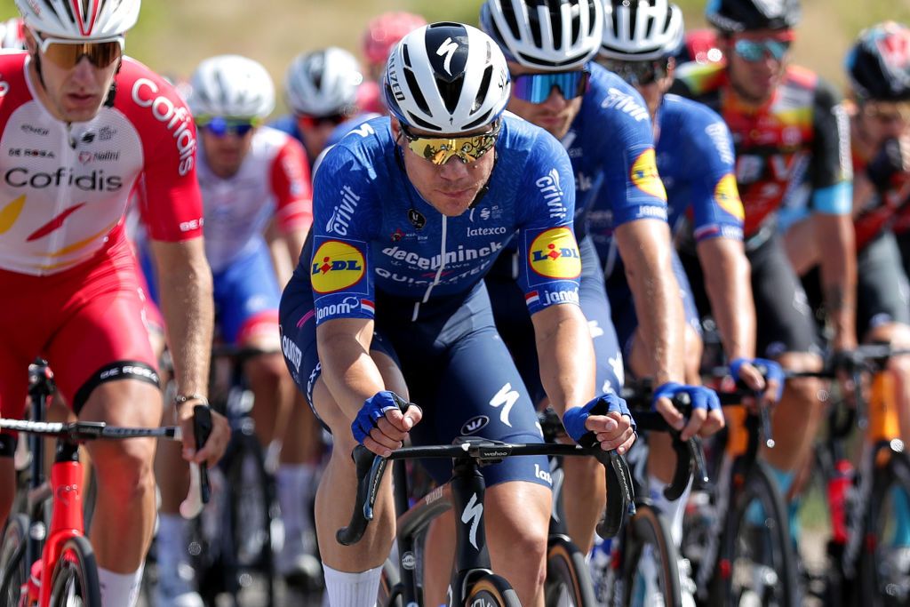 ESPINOSA DE LOS MONTEROS SPAIN AUGUST 16 Fabio Jakobsen of Netherlands and Team Deceuninck QuickStep competes during the 76th Tour of Spain 2021 Stage 3 a 2028km stage from Santo Domingo de Silos to Espinosa de los Monteros Picn Blanco 1485m lavuelta LaVuelta21 CapitalMundialdelCiclismo on August 16 2021 in Espinosa de los Monteros Spain Photo by Gonzalo Arroyo MorenoGetty Images