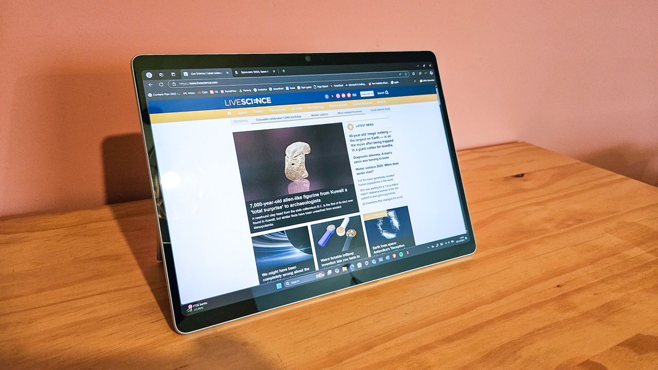 Microsoft surface pro 11 on a table.