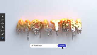Adobe Firefly 3D Molten Iron generated text effect.