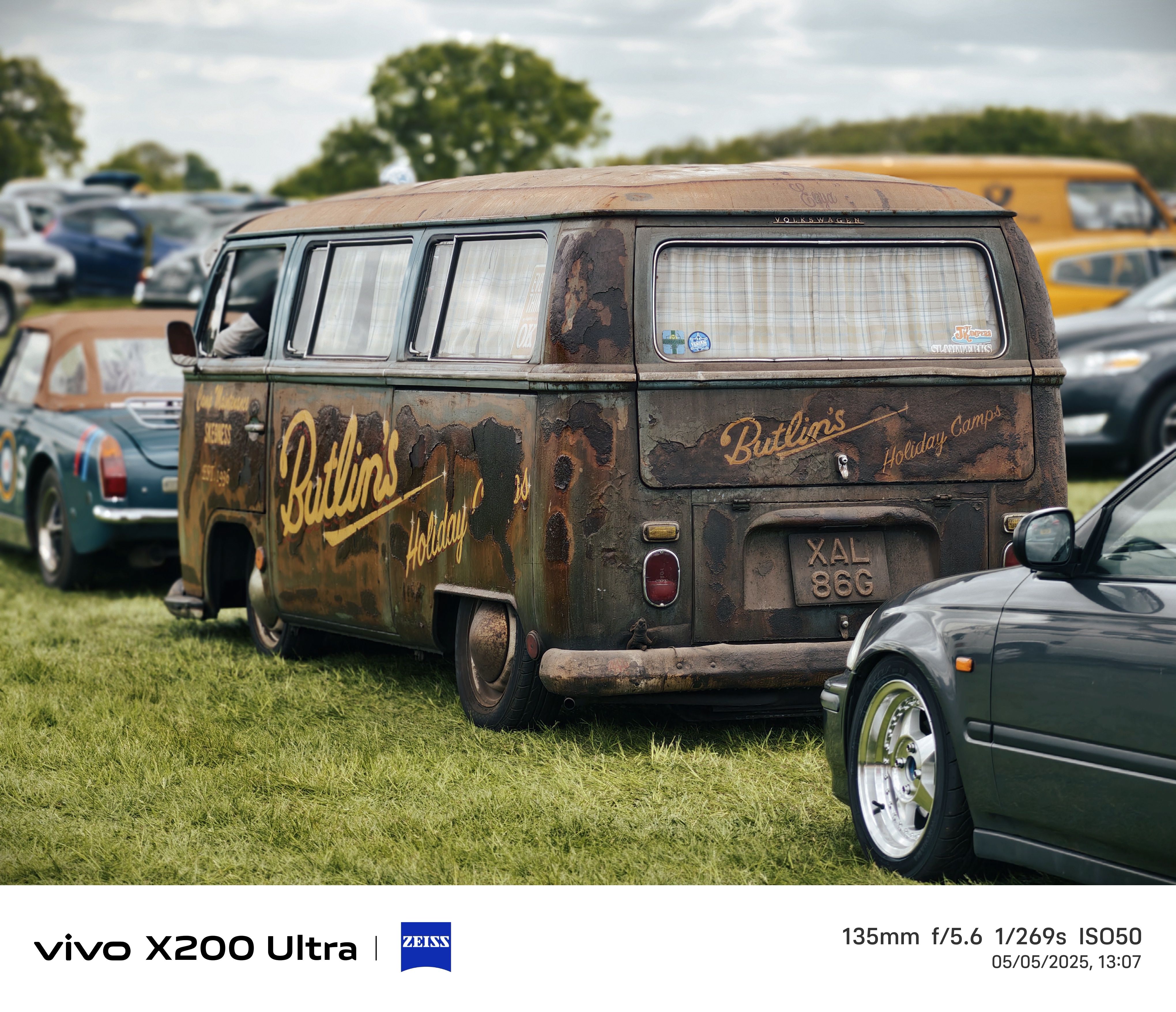 Vintage car in a field