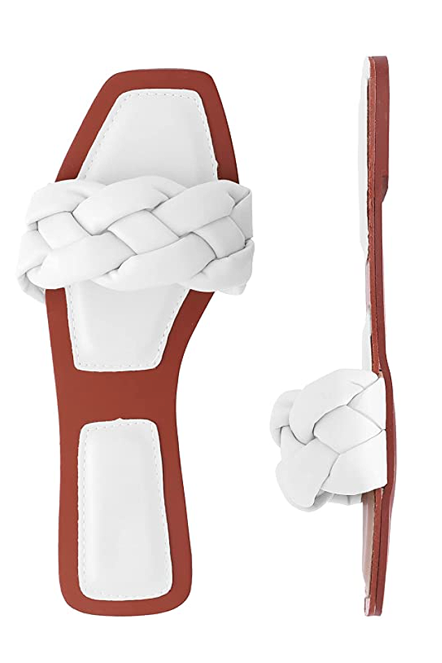 Open Square Toe Flat Sandals Slip On Mule Slipper 