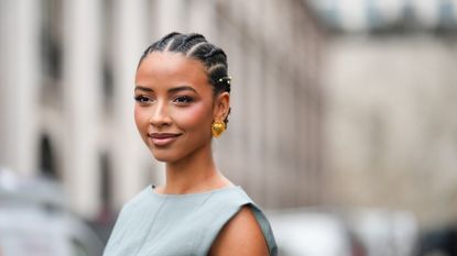 best concealer brush - Flora Coquerel wears heart-shaped earrings, outside Ashi Studio, during the Haute Couture Spring/Summer 2024 - getty images 1962574002
