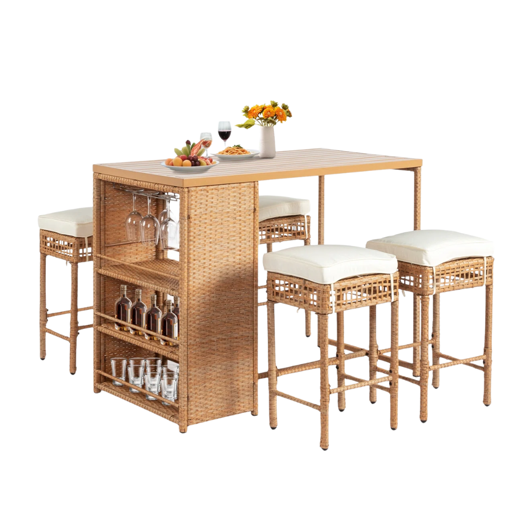 Bay Isle Home&amp;trade;, Patio 5-Piece Wicker Serving Bar Set