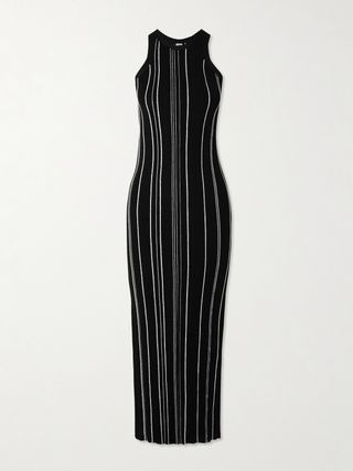 + Net Sustain Striped Ribbed-Knit Maxi Dress