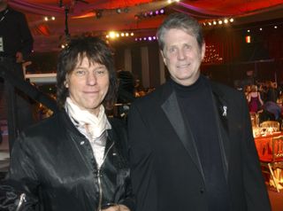 Jeff Beck and Brian Wilson during 2005 MusiCares Person of the Year - Brian Wilson - Backstage and Audience at Palladium in Hollywood, California, United States. ***Exclusive*** (Photo by R. Diamond/WireImage for The Recording Academ