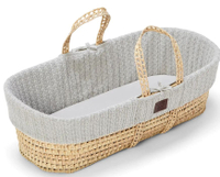 The Little Green Sheep Natural Knitted Moses Basket and Mattress - was