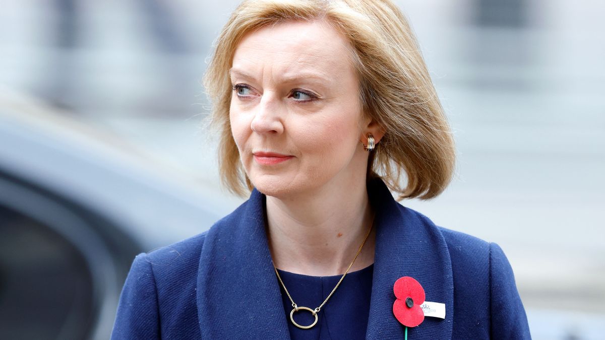 Lizz Truss headshot, wearing a remembrance day poppy