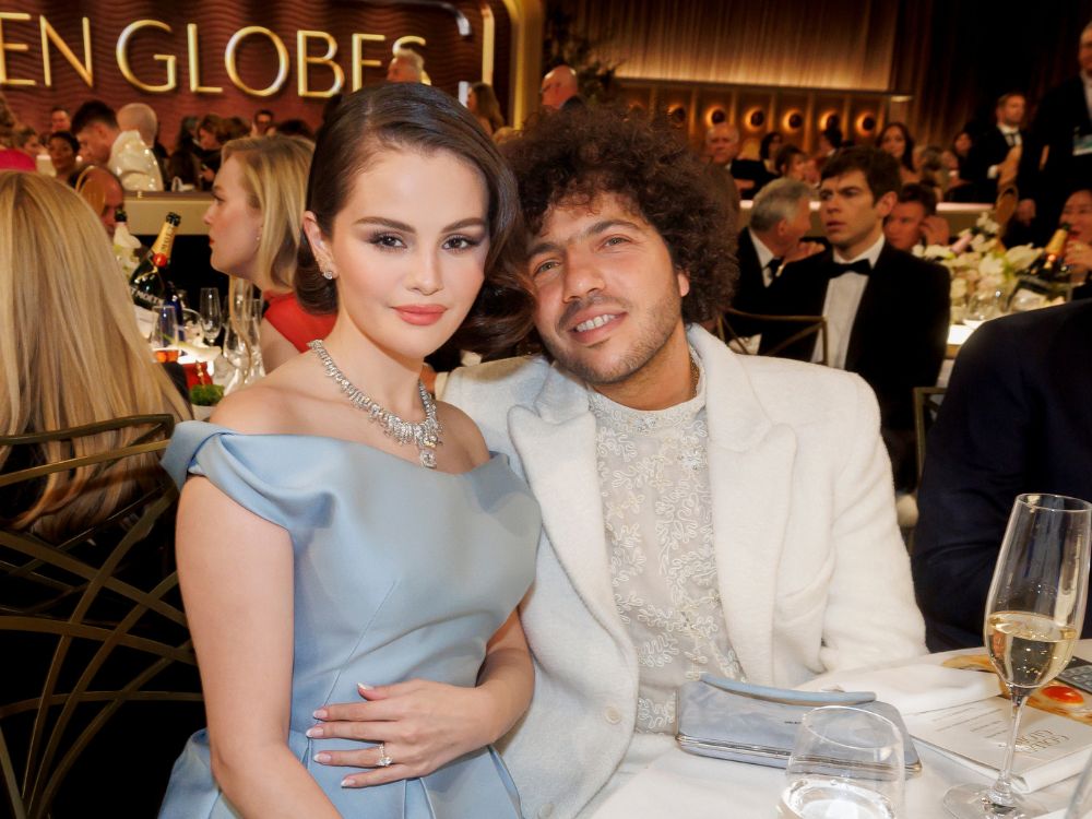 Selena Gomez and Benny Blanco attend the 82nd Annual Golden Globes